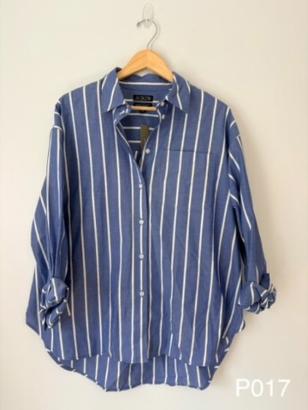 J.Crew Blue & White Striped Button-Up | NWT | Medium